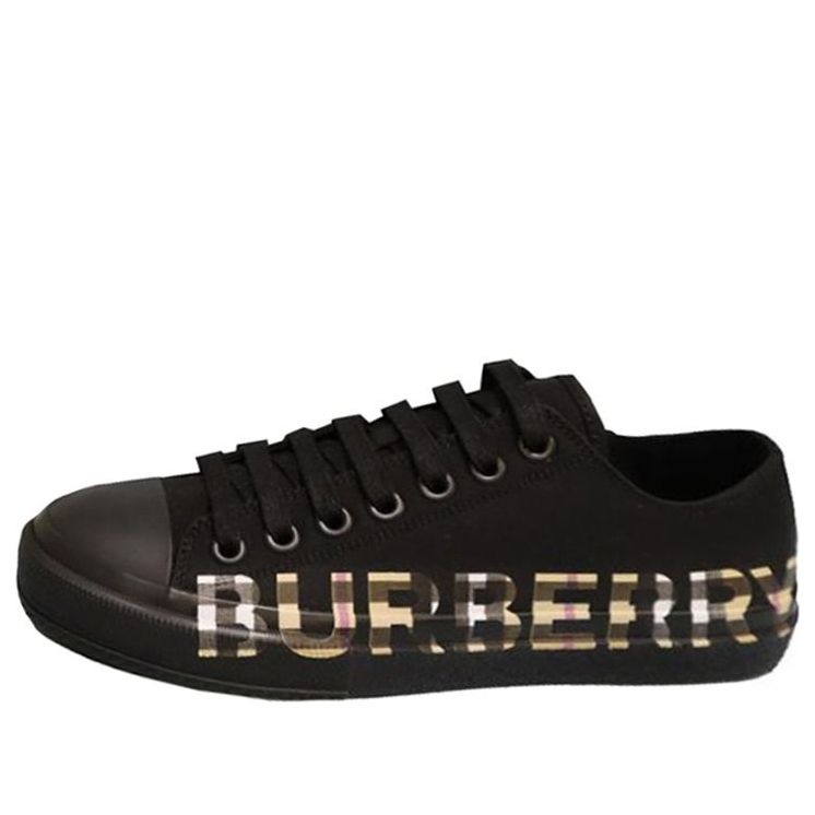 Burberry Vintage Logo Print Cotton Gabardine Sneakers 'Black' 80182751