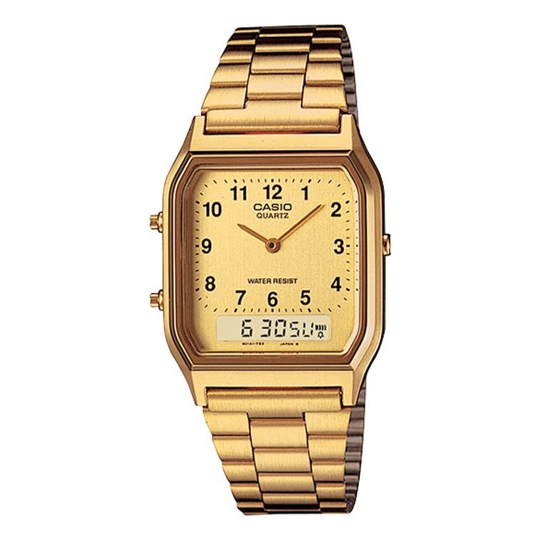 Quartz Waterproof Gold Retro Mens Gold Analog/Digital Combo AQ-230GA-9B