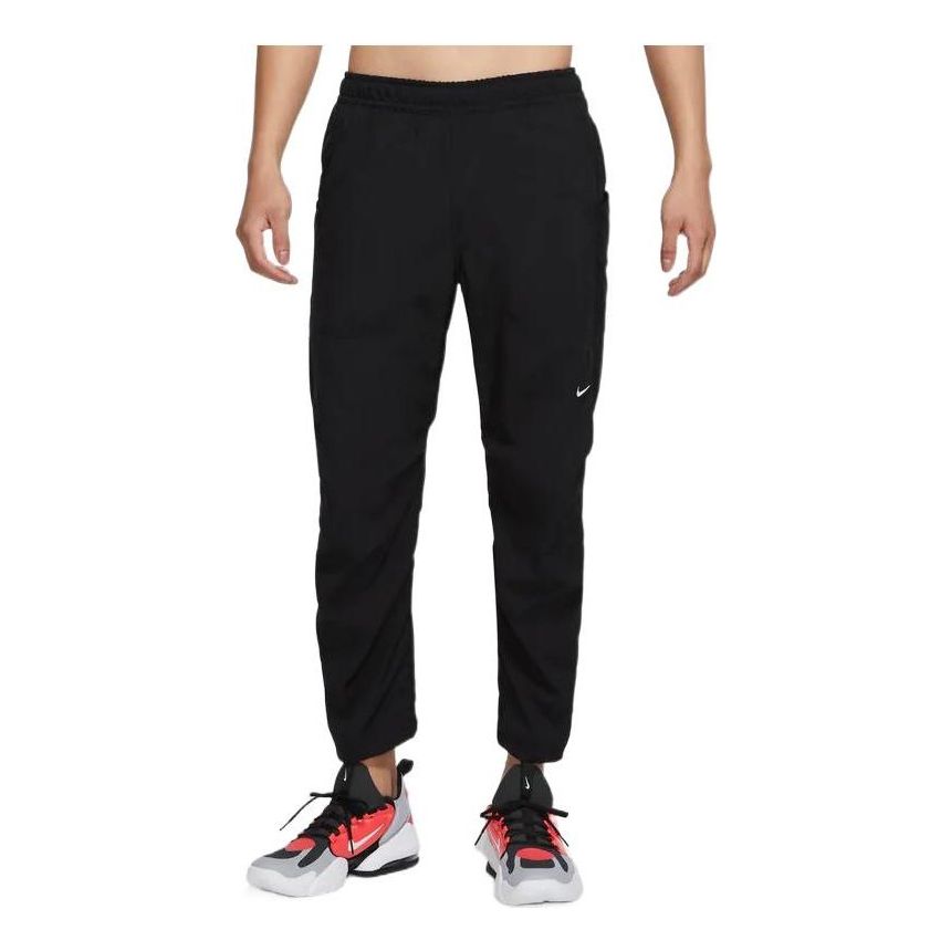 Men's Nike Dri-Fit Solid Color Logo Embroidered Drawstring Lacing Sports Pants/Trousers/Joggers Black DQ4823-010