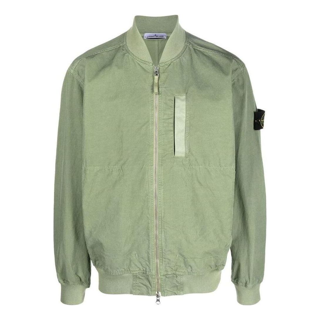 STONE ISLAND Cupro Cotton Twill Bomber Jacket 'Sage' 781542629-V0055