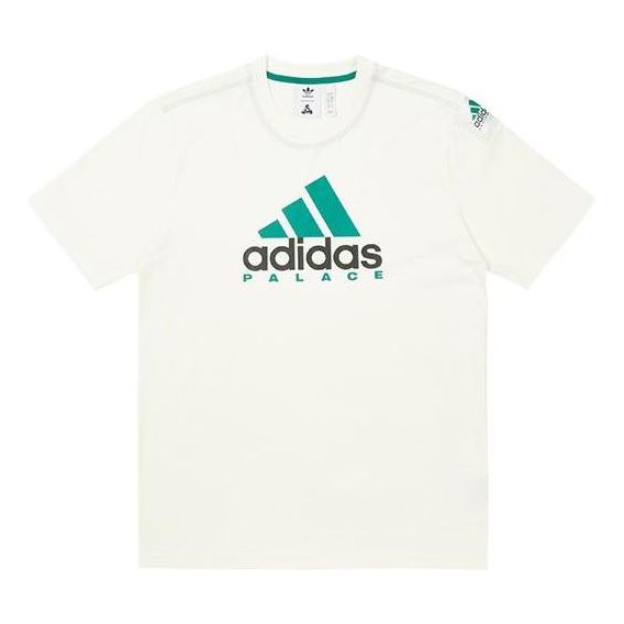 Men's adidas x PALACE Crossover FW22 Alphabet Logo Round Neck Pullover Short Sleeve Creamy White T-Shirt HK2138