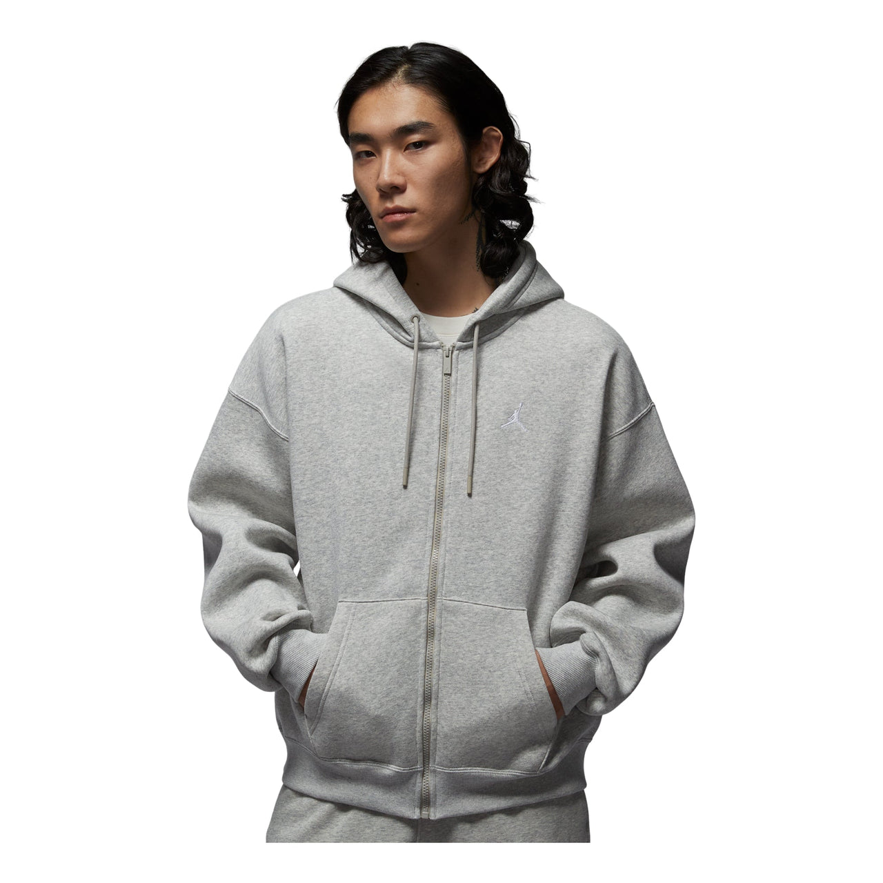 Air Jordan Brooklyn Fleece Oversized Full-Zip Hoodie 'Grey Heather' IB7232-050