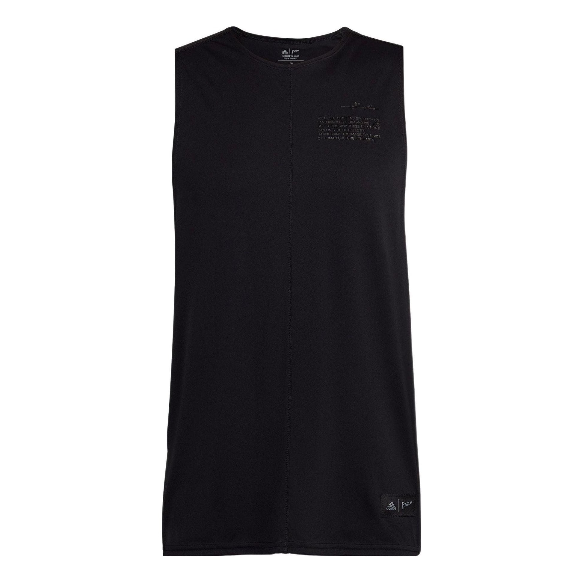 adidas U Prly Slvls T Solid Color Round Neck Loose Sports Vest Unisex Black HK4514