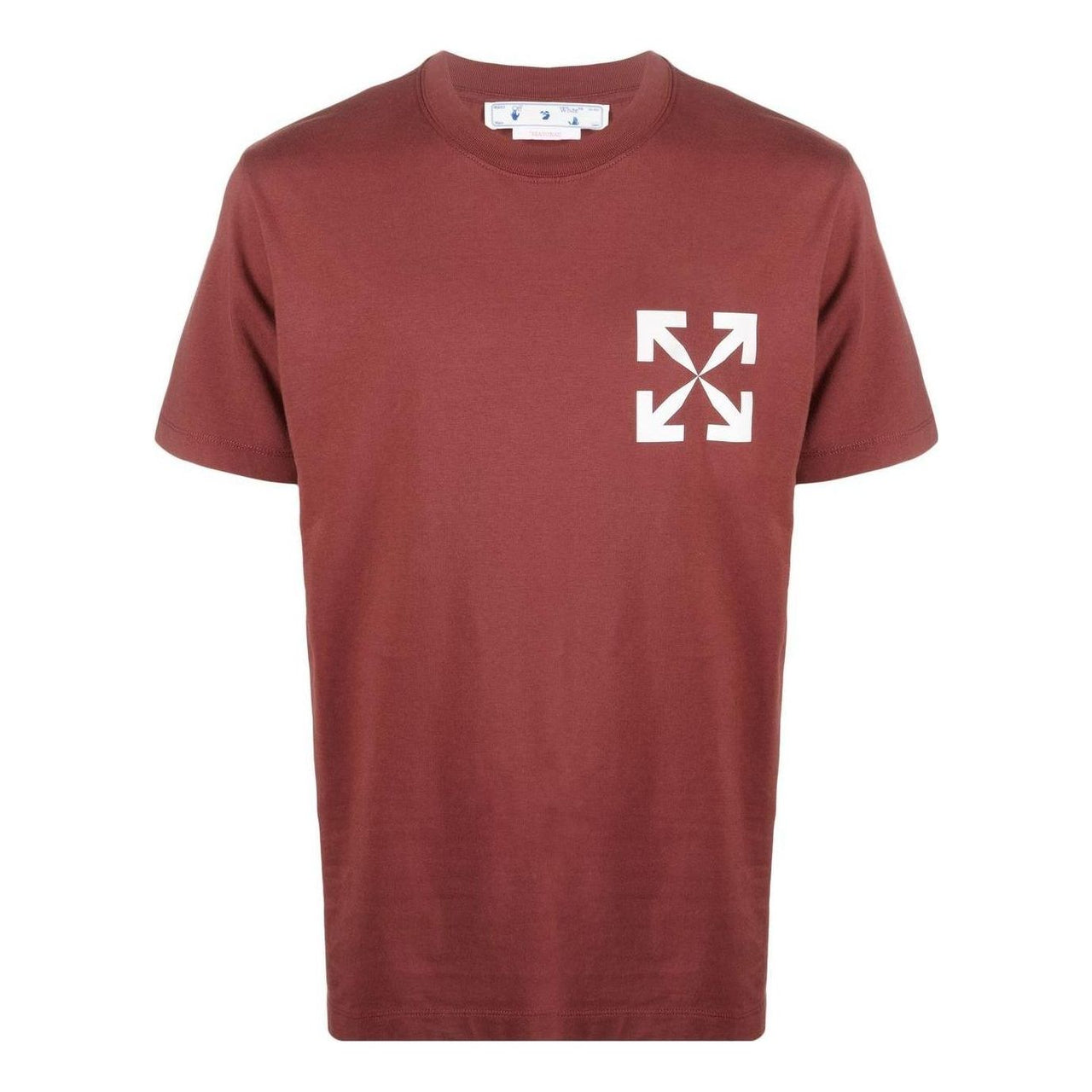Men's Off-White SS22 Logo Printing Round Neck Short Sleeve Version Brick Red T-Shirt OMAA027F22JER0032801