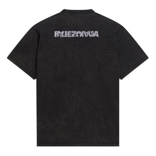 Balenciaga Turn Slit T-Shirt 'Washed Black' 675016TLVB39034