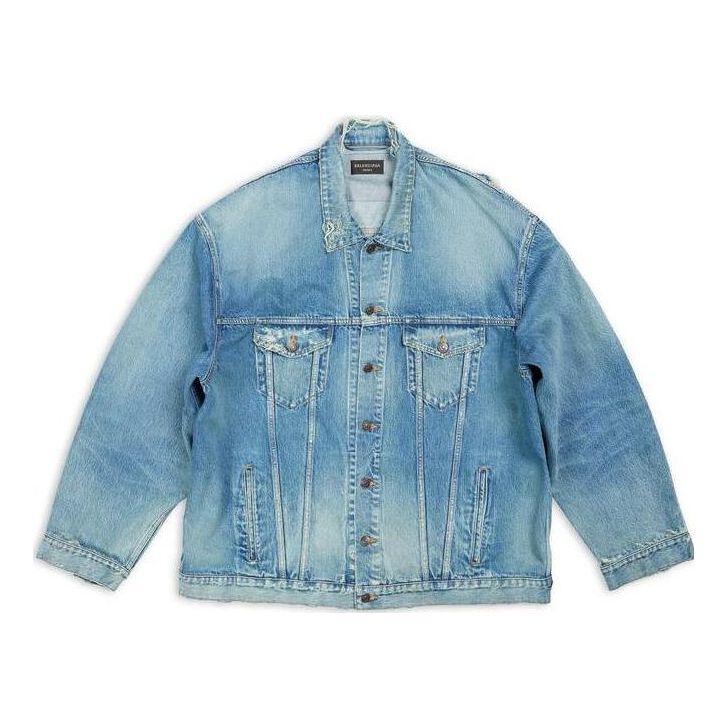 Balenciaga Destroyed Denim Jacket 'Blue' 727840TNW014268
