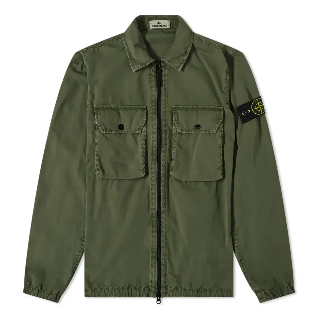 STONE ISLAND 2 Pocket Brushed Cotton Shirt Jacket 'Sage' 7515113WN-V0155