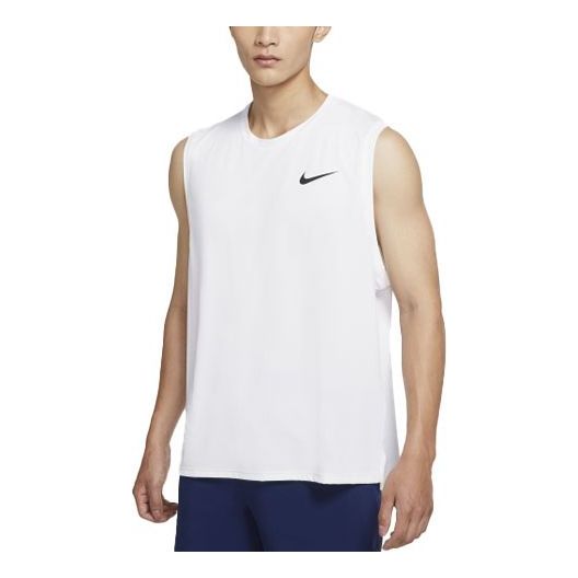 Men's Nike Solid Color Logo Quick Dry Breathable Sports Training Vest White CZ1185-100