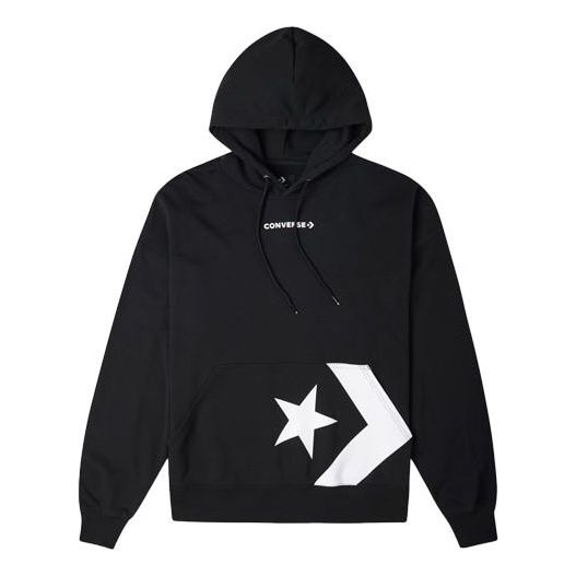(WMNS) Converse Star Chevron Pocket Hoodie 'Black' 10023083-A01