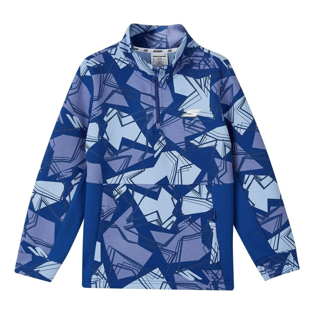 (GS) Skechers Sports Leisure Series Full Print Half-Zip Sweatshirt 'Blue' P323B048-03GQ
