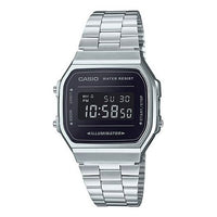 CASIO G Shock Waterproof Stainless Steel Strap Unisex Mens SilverBlack Digital A168WEM-1