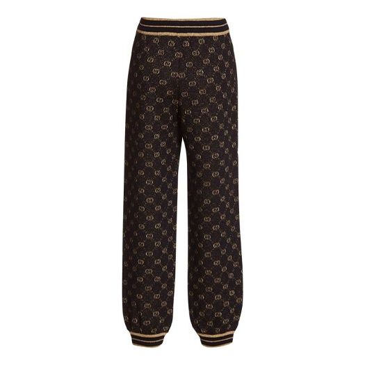 (WMNS) Gucci GG Printed Metallic Blend Sweatpants For Black 611277-XKAKV-1815