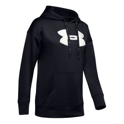 (WMNS) Under Armour Fleece Chenille Logo Hoodie 'Black White' 1348246-002