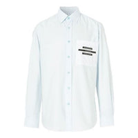Burberry Pocket Stripe Causual Long Sleeve Shirt Male Blue 80217921