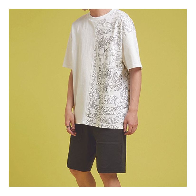 Men's Converse Flame Pattern Logo Casual Short Sleeve White 10021405-102