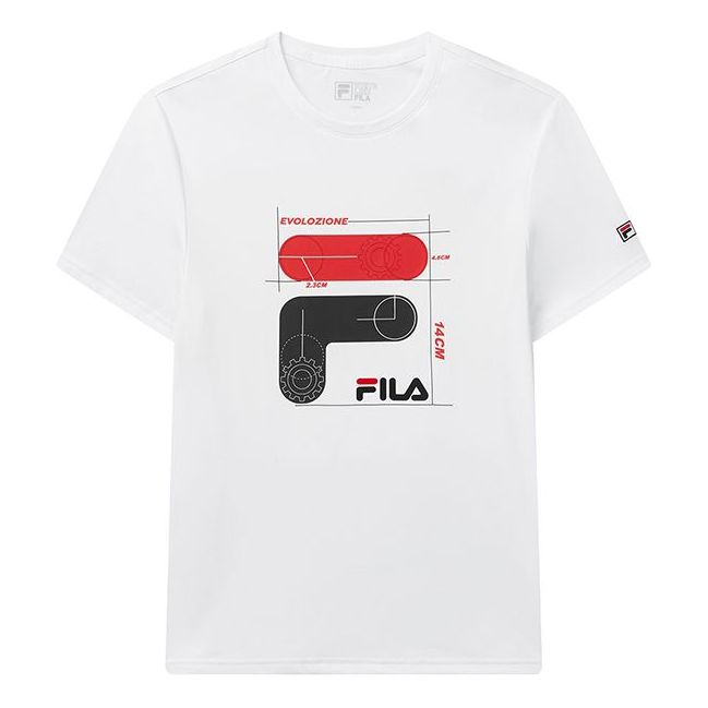 FILA Alphabet Large Logo Printing Sports Short Sleeve White F11M038142F-WT