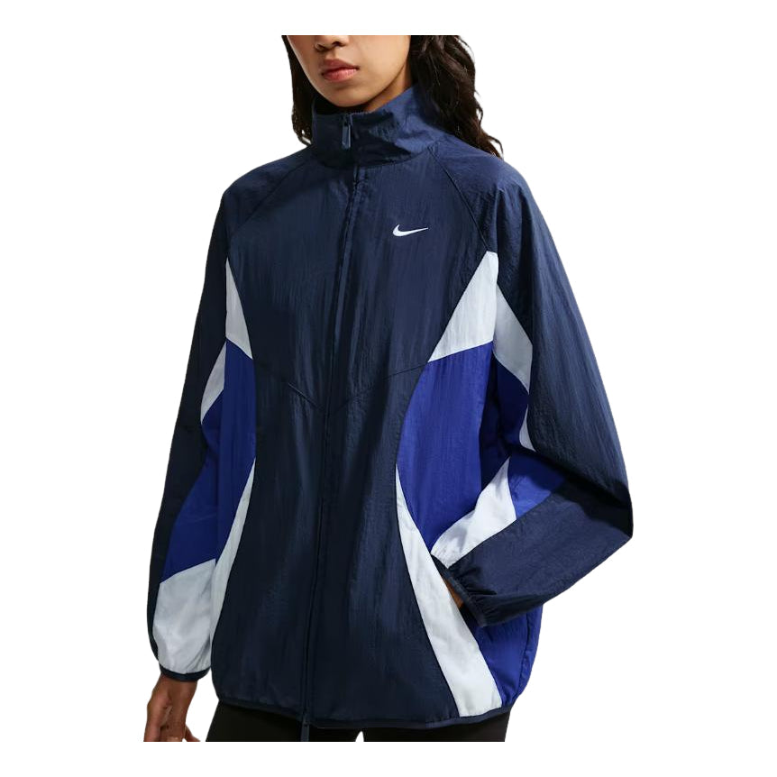 (WMNS) Nike Sportswear Oversized Track Jacket 'Midnight Navy Old Royal White' IM8402-411