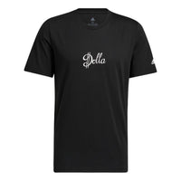 Men's adidas Alphabet Printing Sports Round Neck Short Sleeve Black T-Shirt HG4424