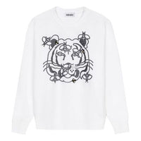 (WMNS) KENZO SS21 Tiger Head Printing Round Neck Long Sleeves White Hoodie FB52SW8294MO-01