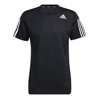 adidas Aero3s Tee Pb Stripe Sports Short Sleeve Black GQ2159