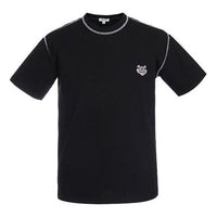 Men's KENZO Tiger Head Pattern Embroidered Round Neck Short Sleeve Black FA5-5TS081-4BD-99