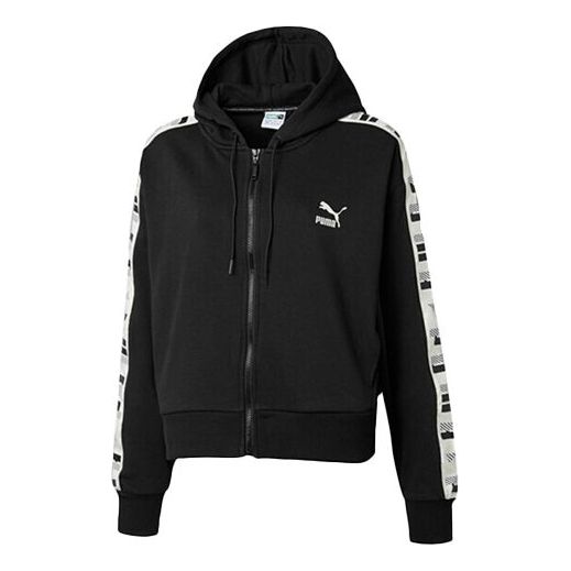 (WMNS) PUMA Knit hooded Zipper Jacket Black 578594-01
