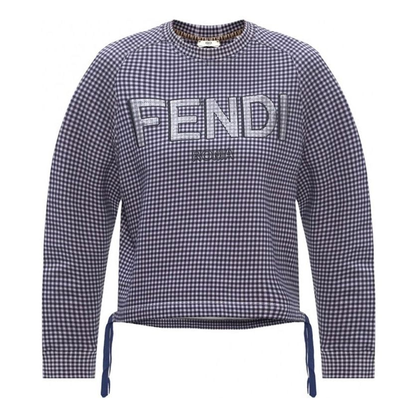 (WMNS) هودي بغطاء رأس وأكمام طويلة وطبعة شعار FENDI باللون الرمادي FS7102AD96F1BGT