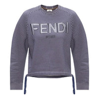 (WMNS) هودي بغطاء رأس وأكمام طويلة وطبعة شعار FENDI باللون الرمادي FS7102AD96F1BGT
