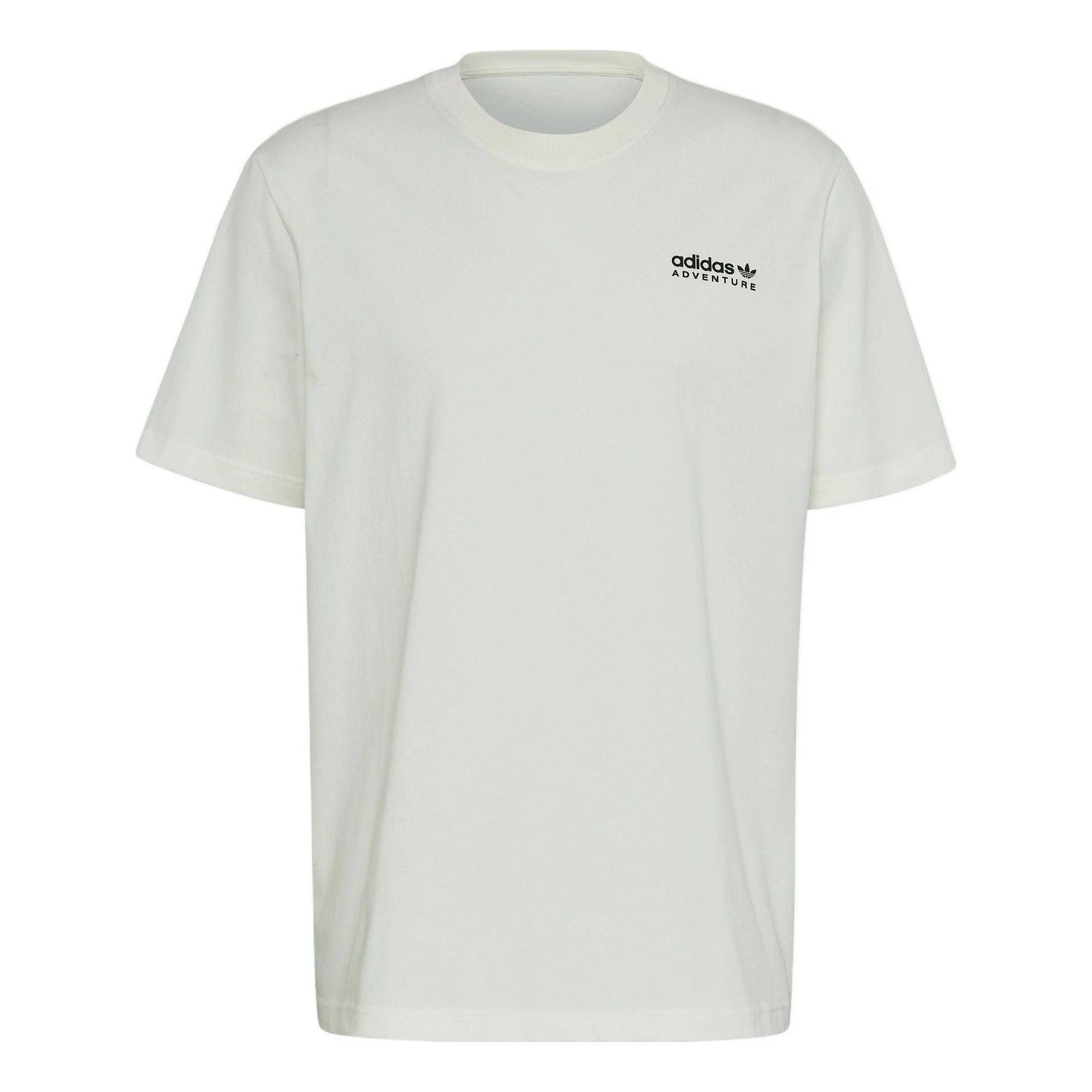 Men's adidas originals ' Outdoor Logo Printing Short Sleeve Jade White T-Shirt HK5011