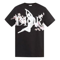 Men's DIOR X Sorayama Crossover Sakura Printing Short Sleeve Black 933J602A0554-980
