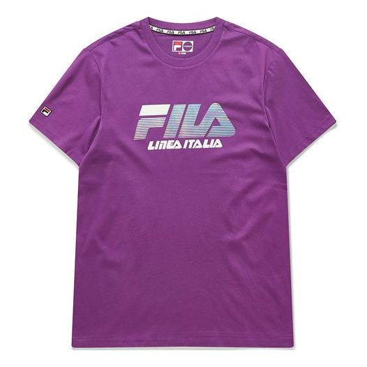 FILA FUSION Colorful Basic Round Neck Short Sleeve Couple Style Purple T11M026101F-VT