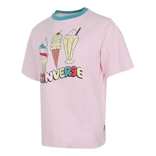 (WMNS) Converse Ice Cream Printing Sports Short Sleeve Pink T-Shirt 10022853-A02