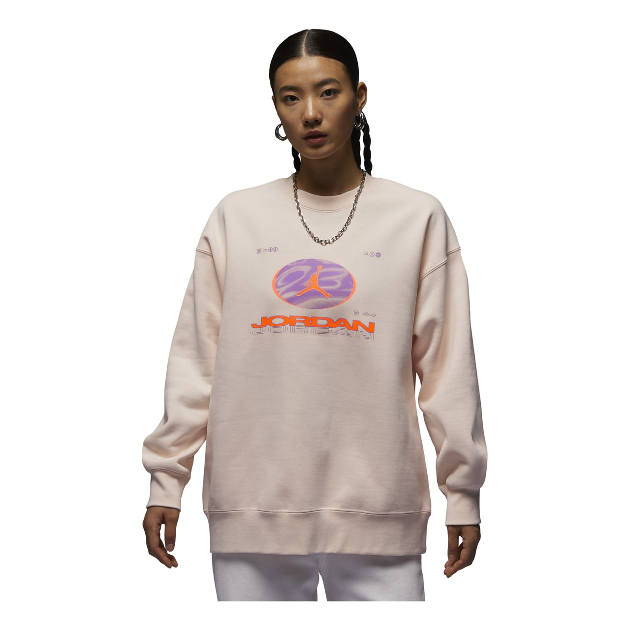 (WMNS) Air Jordan Fearless Fleece Sweatshirt Asia Sizing 'Orange Pink' FV4021-823