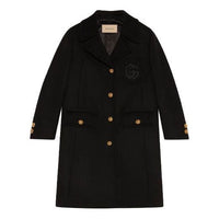 (WMNS) Gucci Double G Embroidery Wool Coat 'Black' 657054-ZAG3M-1000