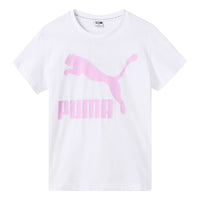 (WMNS) PUMA Large Logo Printing Loose Short Sleeve White 579406-02