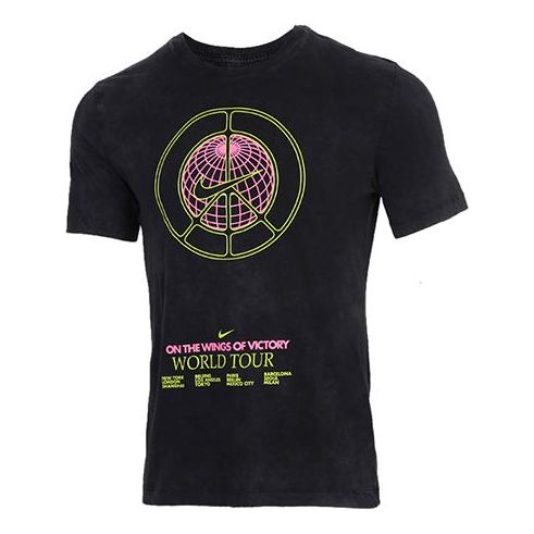 Nike Sportswear World Tour Washed Printing Round Neck Black CW0407-010