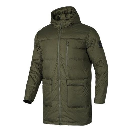 adidas neo Casual Sports hooded mid-length Down Jacket Green FK9949