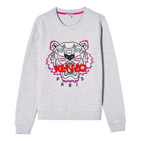 (WMNS) KENZO SS21 Tiger Head Embroidery Round-Neck Swea Grey F952SW7054XA-93