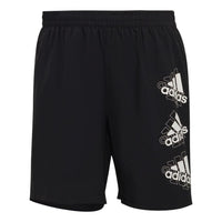 Men's adidas Brand Love Sh Solid Color Logo Printing Elastic Waistband Lacing Shorts Black HG3797