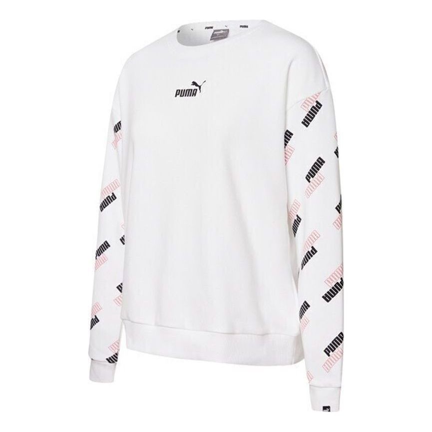 (WMNS) PUMA Power Aop Crew Sweater 'White' 847695-02