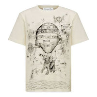 DIOR Des Vents SS21 Pattern Printing Round Neck Short Sleeve Creamy White T-Shirt 153T12B4452-X0800