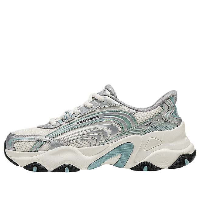 (WMNS) Skechers Chunky Sneakers 'White Silver Green' 150529-WSTQ