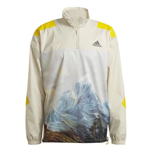 adidas Stand Collar Loose Sports Jacket Beige GL5698