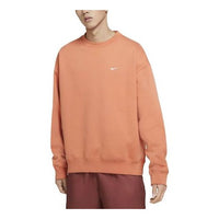 Men's Nike Solid Color Sports Fleece Round Neck Pullover Soft Orange DA0318-863