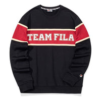 FILA FUSION Alphabet Embroidered Splicing Contrasting Colors Sports Pullover Black T11M032214F-BK