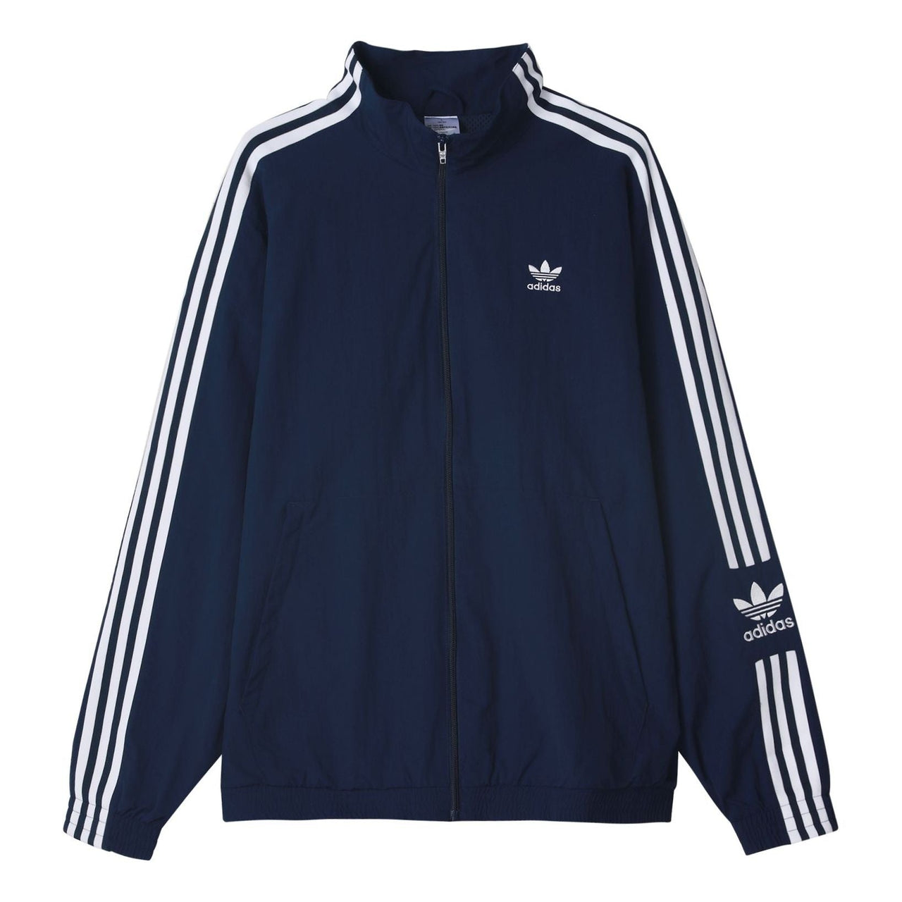 Men's adidas originals Logo Printing Side Classic Zipper Stand Collar Sports Jacket Autumn Blue HL2189