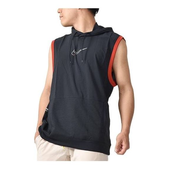 Men's Nike DRI-Fit Micro Mark Quick Dry Breathable Hooded Training Sports Sleeveless Black T-Shirt DM6663-010