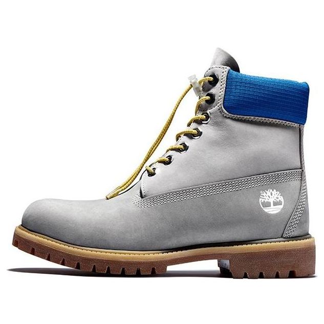 Timberland Premium 6 Inch Waterproof Boots 'Grey with Blue Collar' A2N9PD52