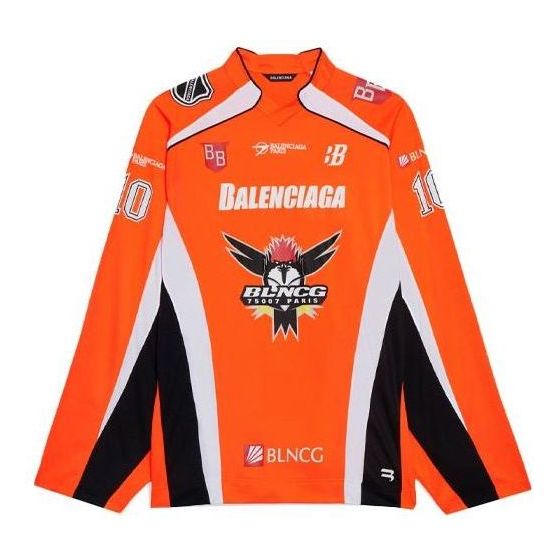 Balenciaga Hockey Panelled Long Sleeve Jersey T-shirt 'Orange' 657105TKV247074