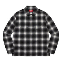 Supreme Shadow Plaid Flannel Zip Up Shirt 'Black White' SUP-FW22-275